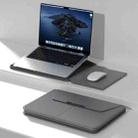 Multifunctional Laptop PU Magnetic Stand Split Liner Bag with Mouse Pad Function, Size:15 inch(Grey) - 1