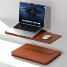 Multifunctional Laptop PU Magnetic Stand Split Liner Bag with Mouse Pad Function, Size:15 inch(Brown) - 1