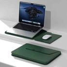 Multifunctional Laptop PU Magnetic Stand Split Liner Bag with Mouse Pad Function, Size:15 inch(Dark Green) - 1