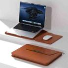 Multifunctional Laptop PU Magnetic Stand Split Liner Bag with Mouse Pad Function, Size:13-14 inch(Brown) - 1