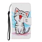 For Vivo Y19 3D Colored Drawing Horizontal Flip PU Leather Case with Holder & Card Slots & Wallet(Red Mouth Cat) - 2