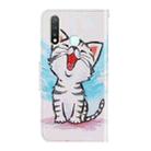 For Vivo Y19 3D Colored Drawing Horizontal Flip PU Leather Case with Holder & Card Slots & Wallet(Red Mouth Cat) - 3