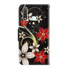 For Vivo Y19 3D Colored Drawing Horizontal Flip PU Leather Case with Holder & Card Slots & Wallet(Red Flower) - 3