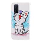 For Vivo Y50 / Y30 3D Colored Drawing Horizontal Flip PU Leather Case with Holder & Card Slots & Wallet(Red Mouth Cat) - 3