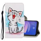 For Vivo Y91c 3D Colored Drawing Horizontal Flip PU Leather Case with Holder & Card Slots & Wallet(Red Mouth Cat) - 1