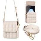 For Samsung Galaxy Z Flip6 BFB04 Plaid Crossbody Fold Phone Bag(Beige) - 1