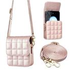 For Samsung Galaxy Z Flip6 BFB04 Plaid Crossbody Fold Phone Bag(Rose Gold) - 1