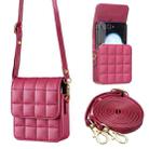 For Samsung Galaxy Z Flip6 BFB04 Plaid Crossbody Fold Phone Bag(Rose Red) - 1