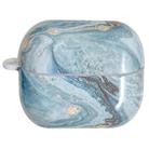 For Samsung Galaxy Buds3 / Buds3 Pro Marble Texture Glossy PC Earphone Protective Case(Aqua Blue) - 1