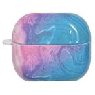 For Samsung Galaxy Buds3 / Buds3 Pro Marble Texture Glossy PC Earphone Protective Case(Pink Blue) - 1