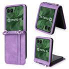 For Motorola Razr 50 Ultra Crossbody Card Bag PU Folding Phone Case(Purple) - 1