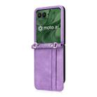 For Motorola Razr 50 Ultra Crossbody Card Bag PU Folding Phone Case(Purple) - 2