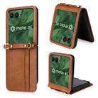 For Motorola Razr 50 Ultra Crossbody Card Bag PU Folding Phone Case(Brown) - 1