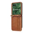 For Motorola Razr 50 Ultra Crossbody Card Bag PU Folding Phone Case(Brown) - 2