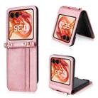 For Motorola Razr 50 Crossbody Card Bag PU Folding Phone Case(Pink) - 1