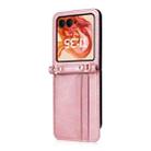For Motorola Razr 50 Crossbody Card Bag PU Folding Phone Case(Pink) - 2