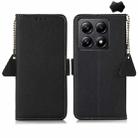 For Xiaomi 14T Pro Side-Magnetic TJ Genuine Leather RFID Phone Case(Black) - 1