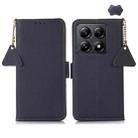 For Xiaomi 14T Pro Side-Magnetic TJ Genuine Leather RFID Phone Case(Blue) - 1