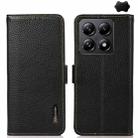For Xiaomi 14T Pro KHAZNEH Side-Magnetic Litchi Genuine Leather RFID Phone Case(Black) - 1