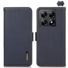 For Xiaomi 14T Pro KHAZNEH Side-Magnetic Litchi Genuine Leather RFID Phone Case(Blue) - 1