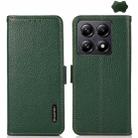 For Xiaomi 14T Pro KHAZNEH Side-Magnetic Litchi Genuine Leather RFID Phone Case(Green) - 1