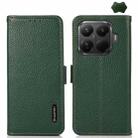 For Xiaomi 15T Pro 5G KHAZNEH Side-Magnetic Litchi Genuine Leather RFID Phone Case(Green) - 1