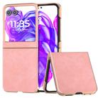 For Motorola Razr 50 Electroplated Frame PU Leather Full Coverage Phone Case(Pink) - 1