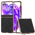 For Motorola Razr 50 Electroplated Frame PU Leather Full Coverage Phone Case(Black) - 1