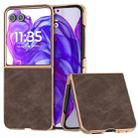 For Motorola Razr 50 Ultra Electroplated Frame PU Leather Full Coverage Phone Case(Coffee) - 1