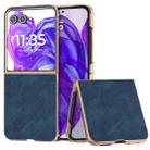 For Motorola Razr 50 Ultra Electroplated Frame PU Leather Full Coverage Phone Case(Blue) - 1