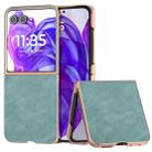 For Motorola Razr 50 Ultra Electroplated Frame PU Leather Full Coverage Phone Case(Light Blue) - 1
