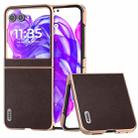 For Motorola Razr 50 ABEEL Electroplated Frame Genuine Leather Elegant Phone Case(Coffee) - 1