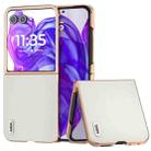 For Motorola Razr 50 Ultra ABEEL Electroplated Frame Genuine Leather Elegant Phone Case(White) - 1