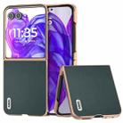 For Motorola Razr 50 Ultra ABEEL Electroplated Frame Genuine Leather Elegant Phone Case(Green) - 1