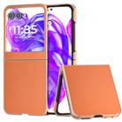 For Motorola Razr 50 PU Leather Electroplating Frame Full Coverage Phone Case(Orange) - 1