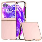 For Motorola Razr 50 PU Leather Electroplating Frame Full Coverage Phone Case(Light Pink) - 1