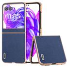 For Motorola Razr 50 ABEEL Electroplating Frame Genuine Leather Luolai Series Phone Case(Dark Blue) - 1