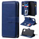 For Huawei P40 Lite Multifunctional Magnetic Copper Buckle Horizontal Flip Solid Color Leather Case with 10 Card Slots & Wallet & Holder & Photo Frame(Dark Blue) - 1