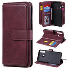 For Huawei P40 Lite E Multifunctional Magnetic Copper Buckle Horizontal Flip Solid Color Leather Case with 10 Card Slots & Wallet & Holder & Photo Frame(Wine Red) - 1