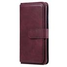 For Huawei P40 Lite E Multifunctional Magnetic Copper Buckle Horizontal Flip Solid Color Leather Case with 10 Card Slots & Wallet & Holder & Photo Frame(Wine Red) - 2