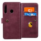 For Huawei P40 Lite E Multifunctional Magnetic Copper Buckle Horizontal Flip Solid Color Leather Case with 10 Card Slots & Wallet & Holder & Photo Frame(Wine Red) - 3