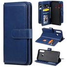 For Huawei P40 Lite E Multifunctional Magnetic Copper Buckle Horizontal Flip Solid Color Leather Case with 10 Card Slots & Wallet & Holder & Photo Frame(Dark Blue) - 1