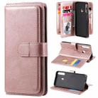 For Huawei P40 Lite E Multifunctional Magnetic Copper Buckle Horizontal Flip Solid Color Leather Case with 10 Card Slots & Wallet & Holder & Photo Frame(Rose Gold) - 1