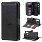 For Huawei P Smart(2020) Multifunctional Magnetic Copper Buckle Horizontal Flip Solid Color Leather Case with 10 Card Slots & Wallet & Holder & Photo Frame(Black) - 1