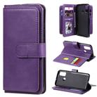 For Huawei P Smart(2020) Multifunctional Magnetic Copper Buckle Horizontal Flip Solid Color Leather Case with 10 Card Slots & Wallet & Holder & Photo Frame(Purple) - 1