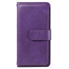 For Huawei P Smart(2020) Multifunctional Magnetic Copper Buckle Horizontal Flip Solid Color Leather Case with 10 Card Slots & Wallet & Holder & Photo Frame(Purple) - 2