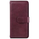 For Huawei Y6P Multifunctional Magnetic Copper Buckle Horizontal Flip Solid Color Leather Case with 10 Card Slots & Wallet & Holder & Photo Frame(Wine Red) - 2