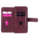 For Huawei Y6P Multifunctional Magnetic Copper Buckle Horizontal Flip Solid Color Leather Case with 10 Card Slots & Wallet & Holder & Photo Frame(Wine Red) - 3