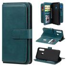 For Huawei Y6P Multifunctional Magnetic Copper Buckle Horizontal Flip Solid Color Leather Case with 10 Card Slots & Wallet & Holder & Photo Frame(Dark Green) - 1