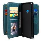 For Huawei Y6P Multifunctional Magnetic Copper Buckle Horizontal Flip Solid Color Leather Case with 10 Card Slots & Wallet & Holder & Photo Frame(Dark Green) - 3